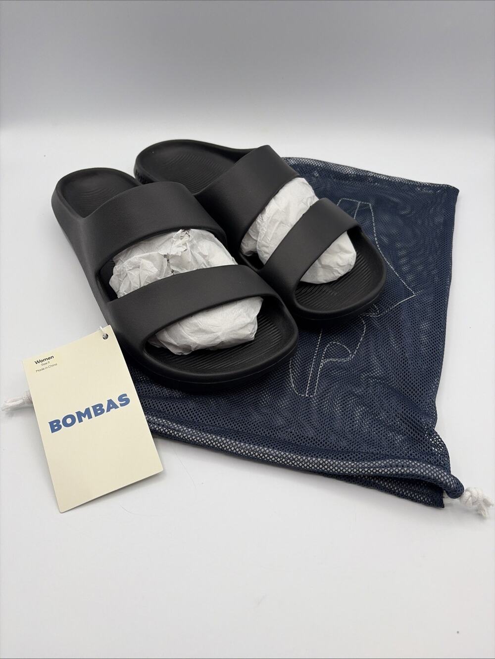 BOMBAS Women's Friday Sandals Black Size 11 Dust Bag/Tags NWT